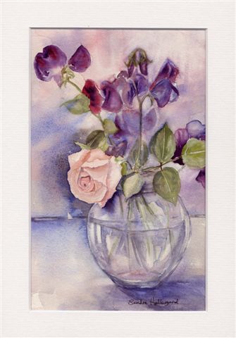 2005 Rose and Sweet Peas Watercolour